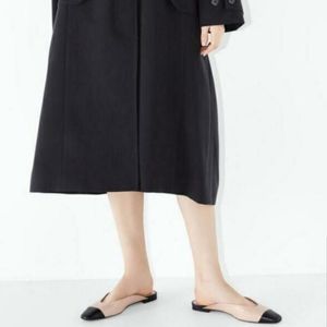 NWOT Zara Beige Black Colorblock Leather Mules